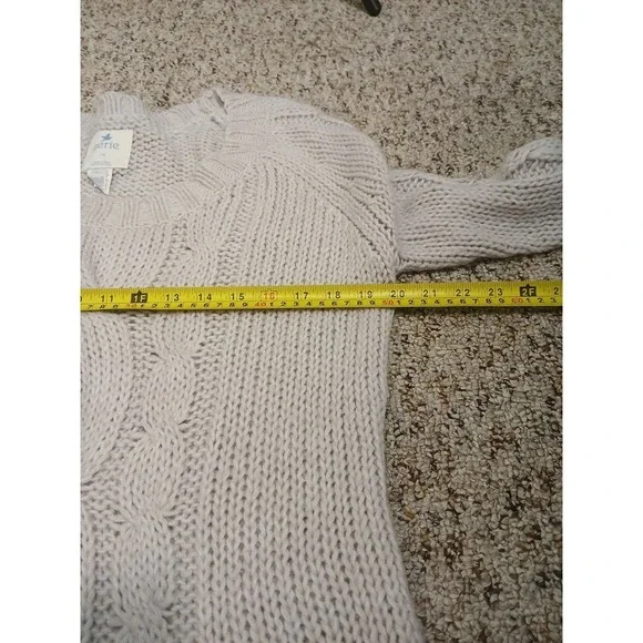 Aerie Ivory Cable Knitted Sweater •Rounded Neckline • Size Large Wool Mohair - Picture 7 of 7